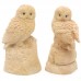 NX009ca  -  8 CM High Carved Boxwood Carving - Pair of Smart Owls   163029983681